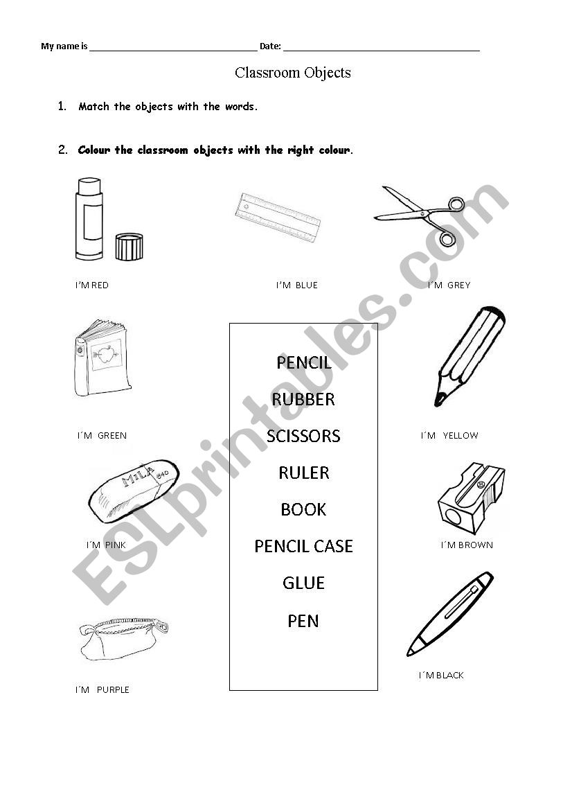 SCHOOL OBJECTS worksheet