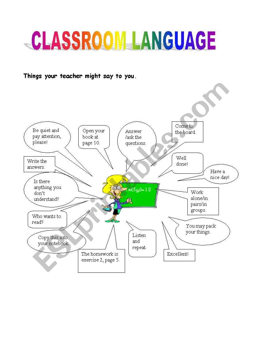 Classroom Language worksheet