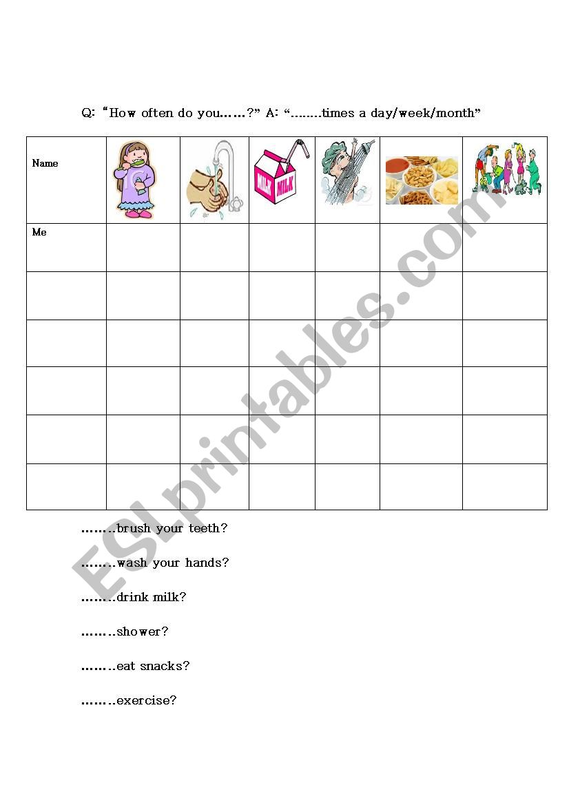 How Often? worksheet