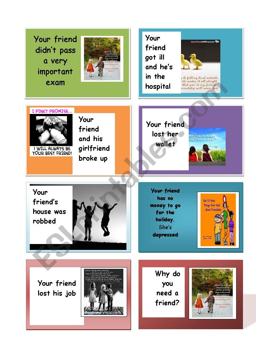 FRIENDÂ´S PROBLEMS CARDS SPEAKING