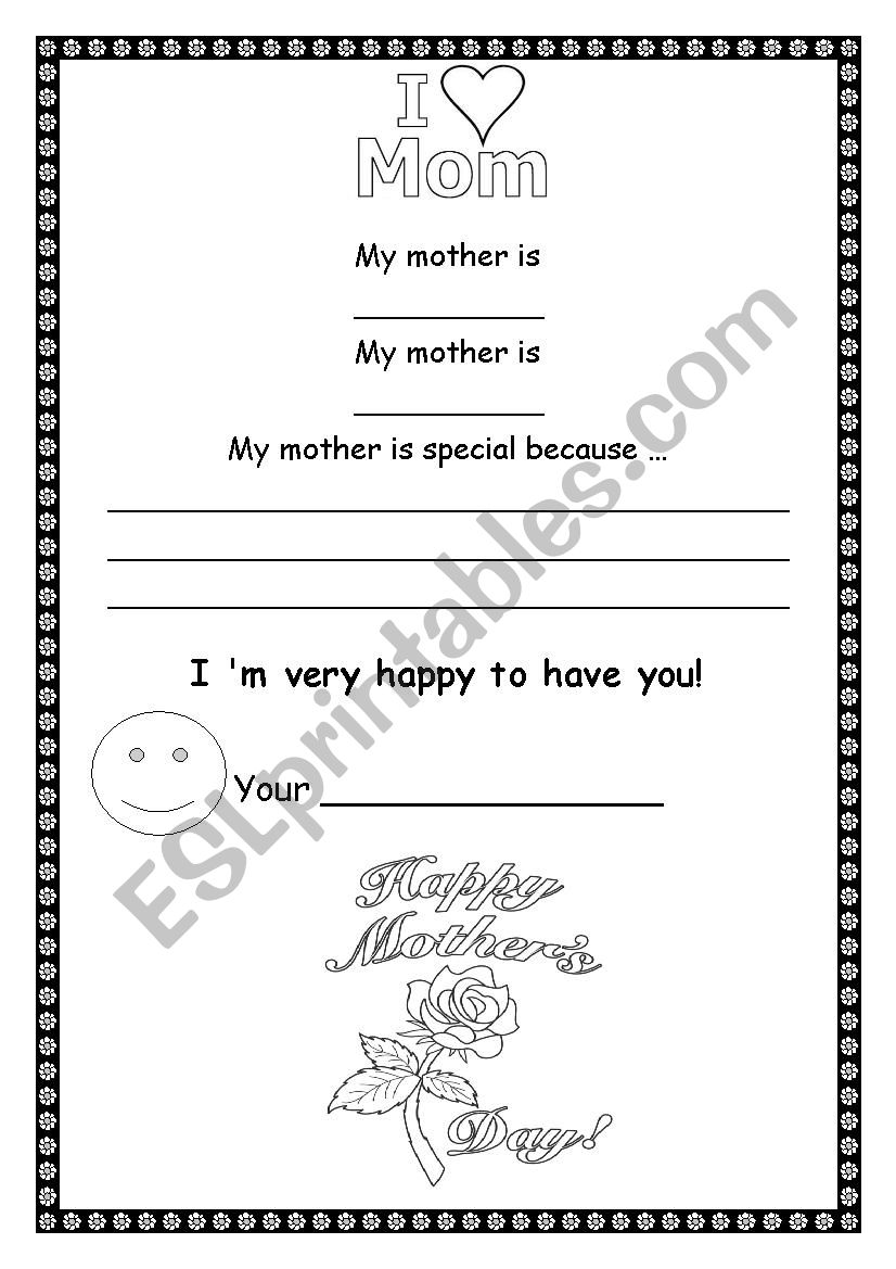 Mothers day worksheet