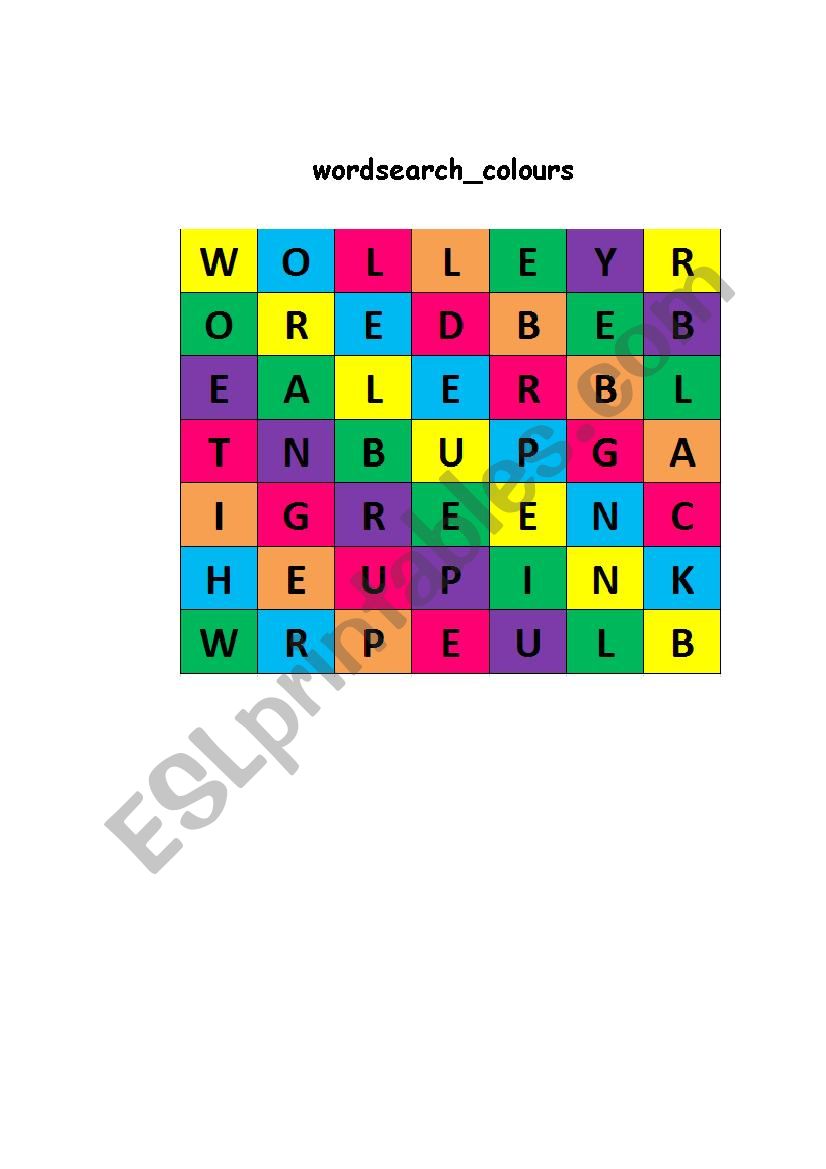 colours-wordsearch worksheet