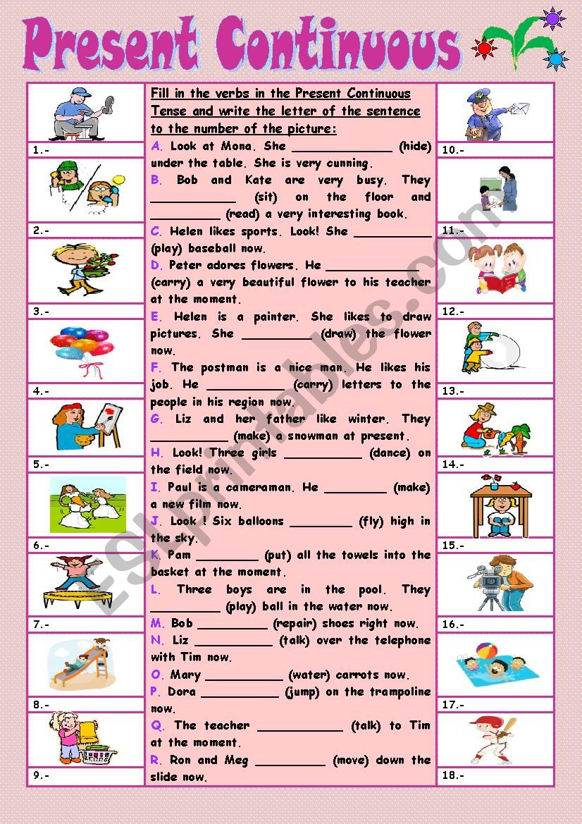 Present Continuous worksheet