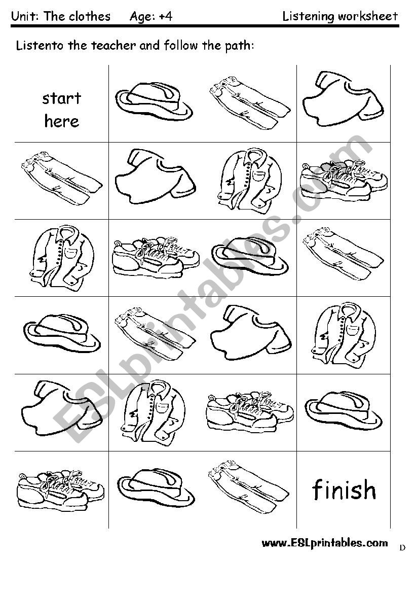 The clothes listening worksheet