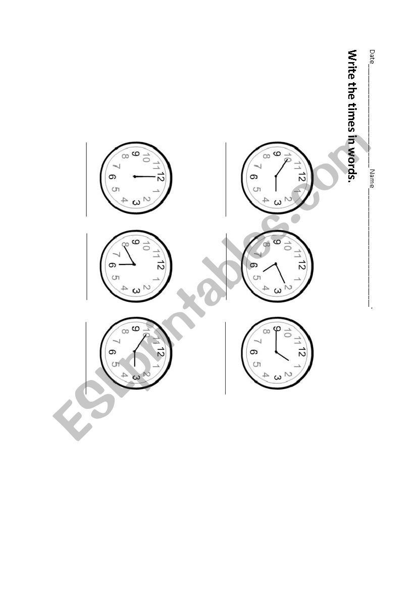 TELLING THE TIME worksheet