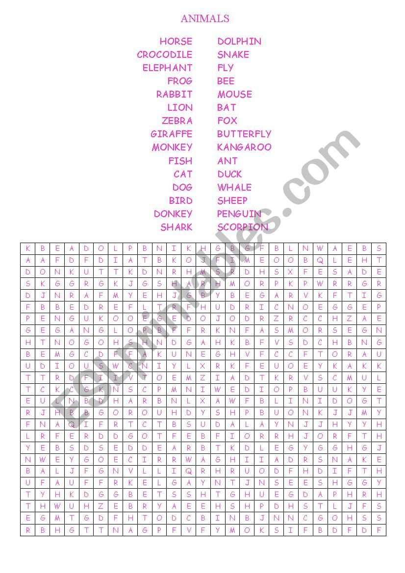 animals puzzle worksheet