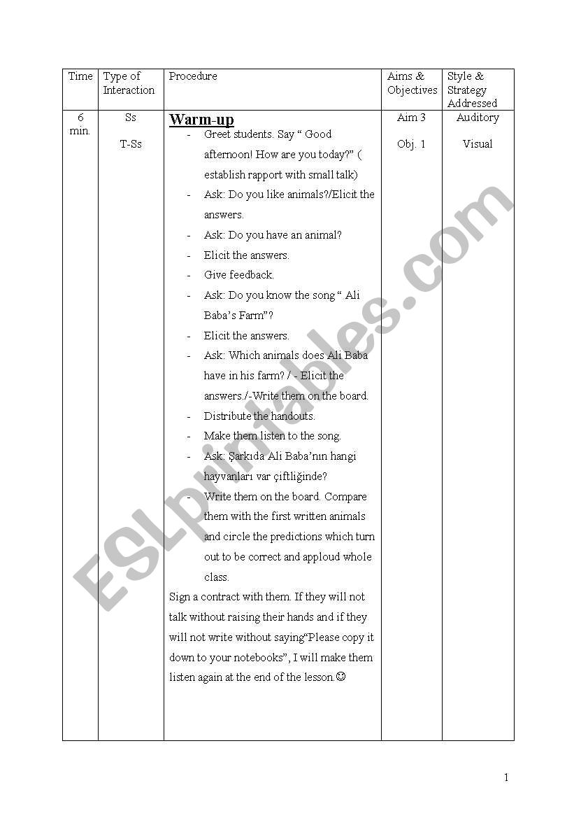 lesson plan on possessive adjectives