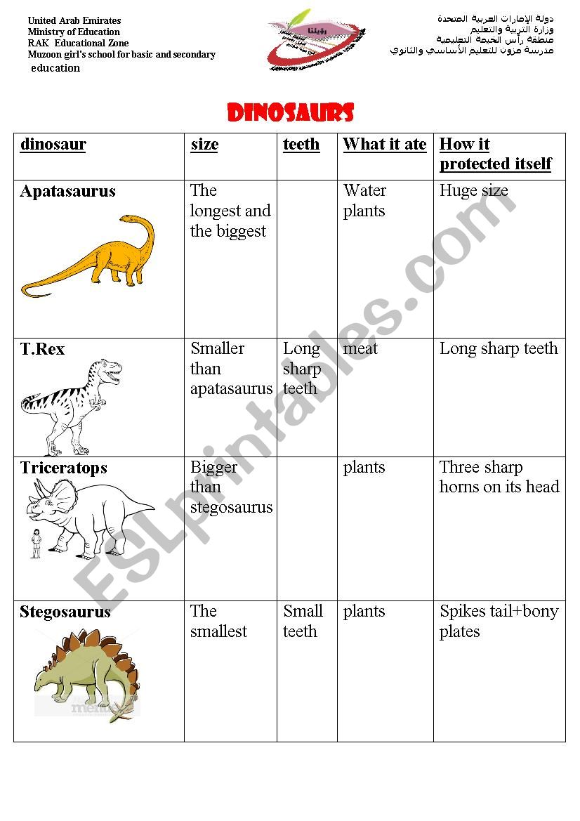 dinosaur worksheet