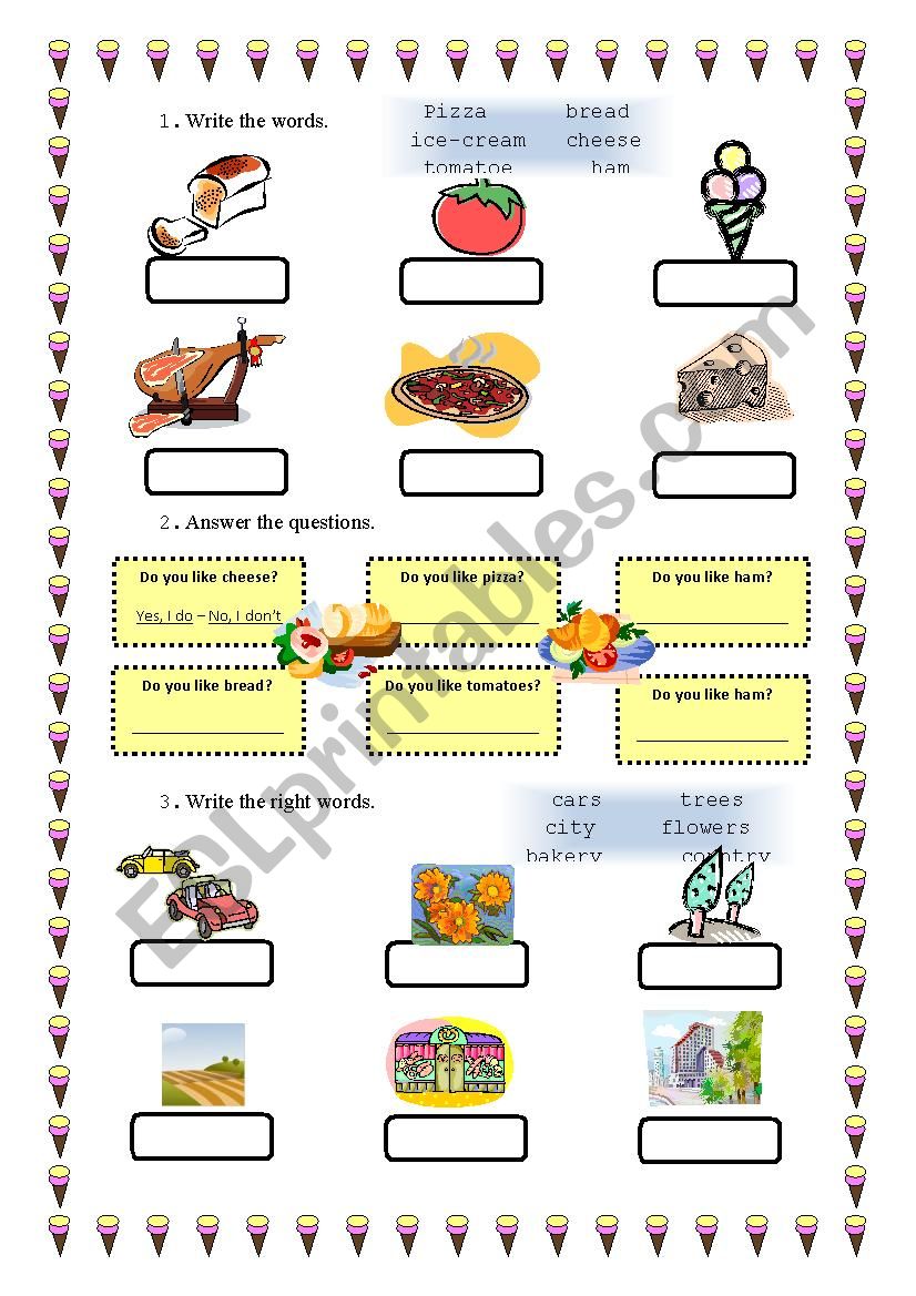 Food worksheet