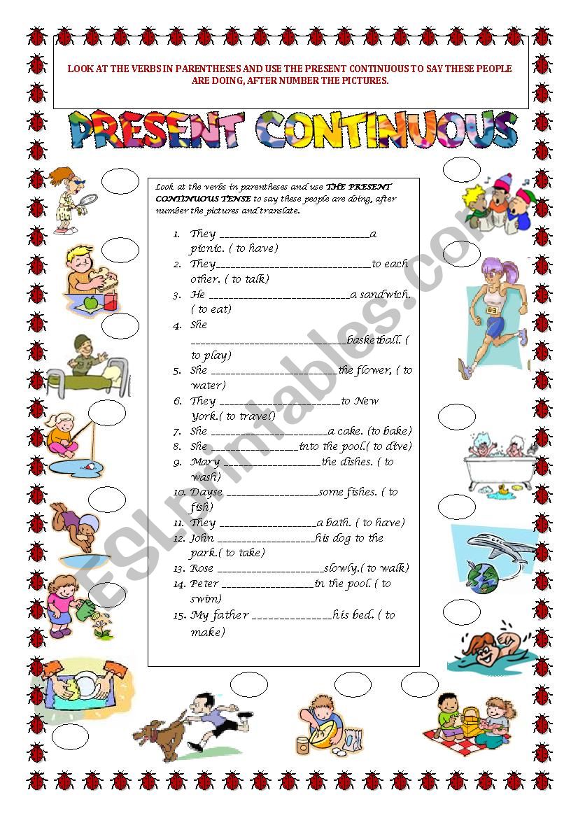 The Present Continuous Tense worksheet