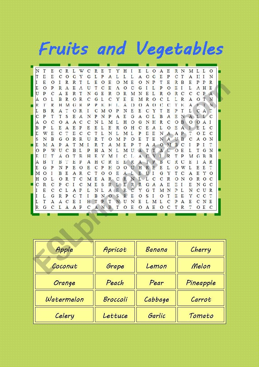 Fruits and Vegetables worksheet