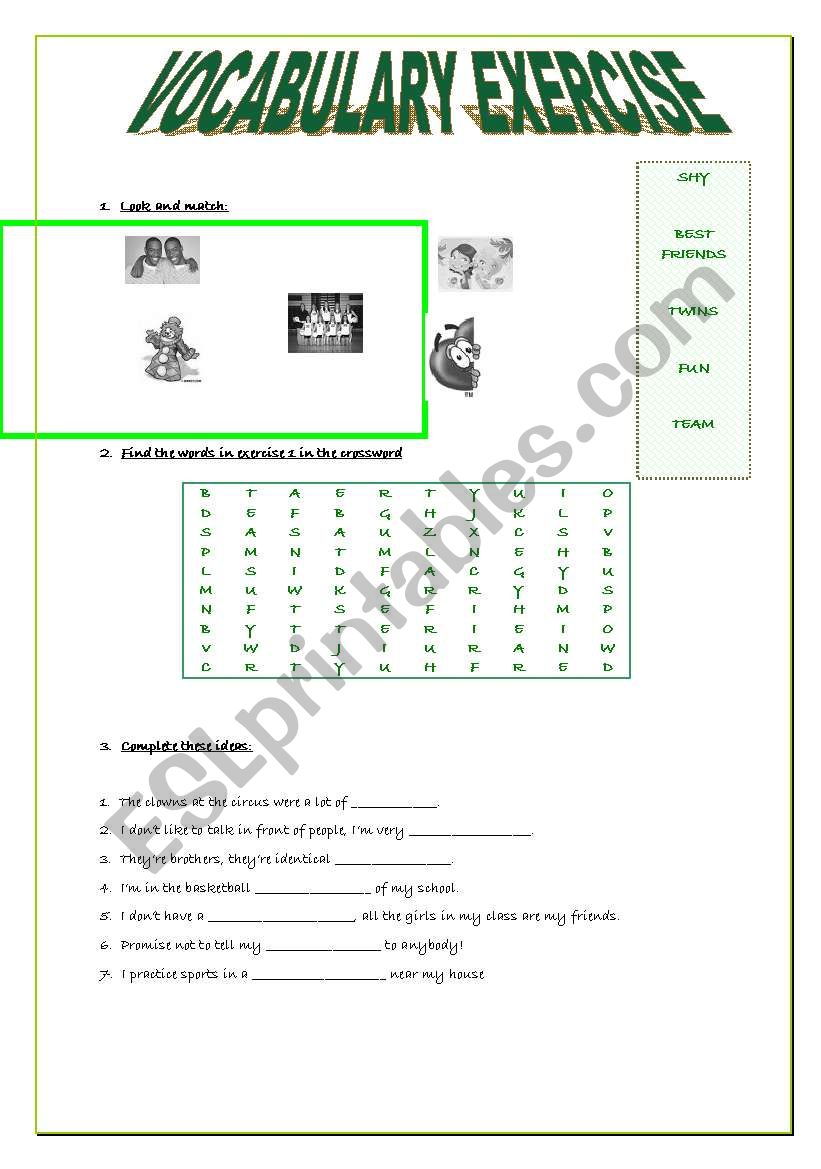 VOCABULARY - Relationships worksheet