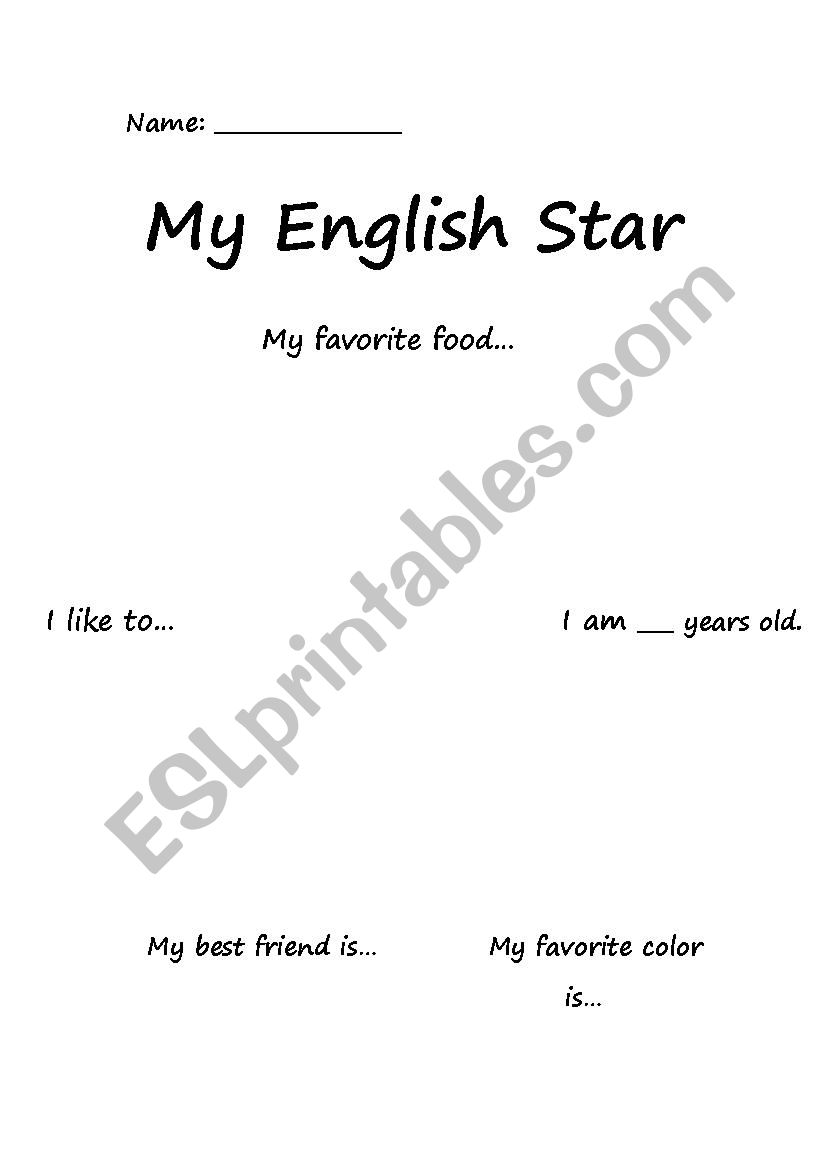 My English Star worksheet