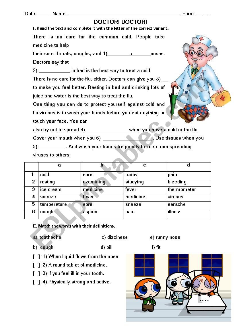 Doctor, doctor! worksheet