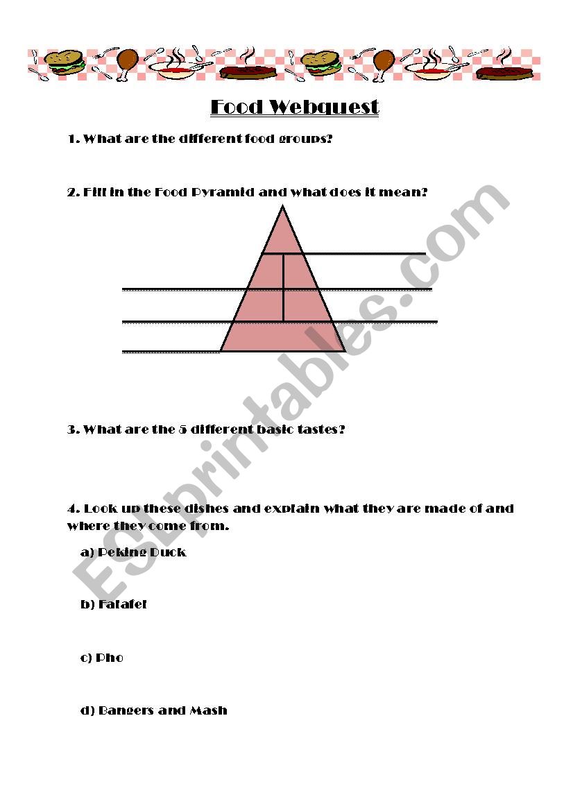 Food Webquest worksheet