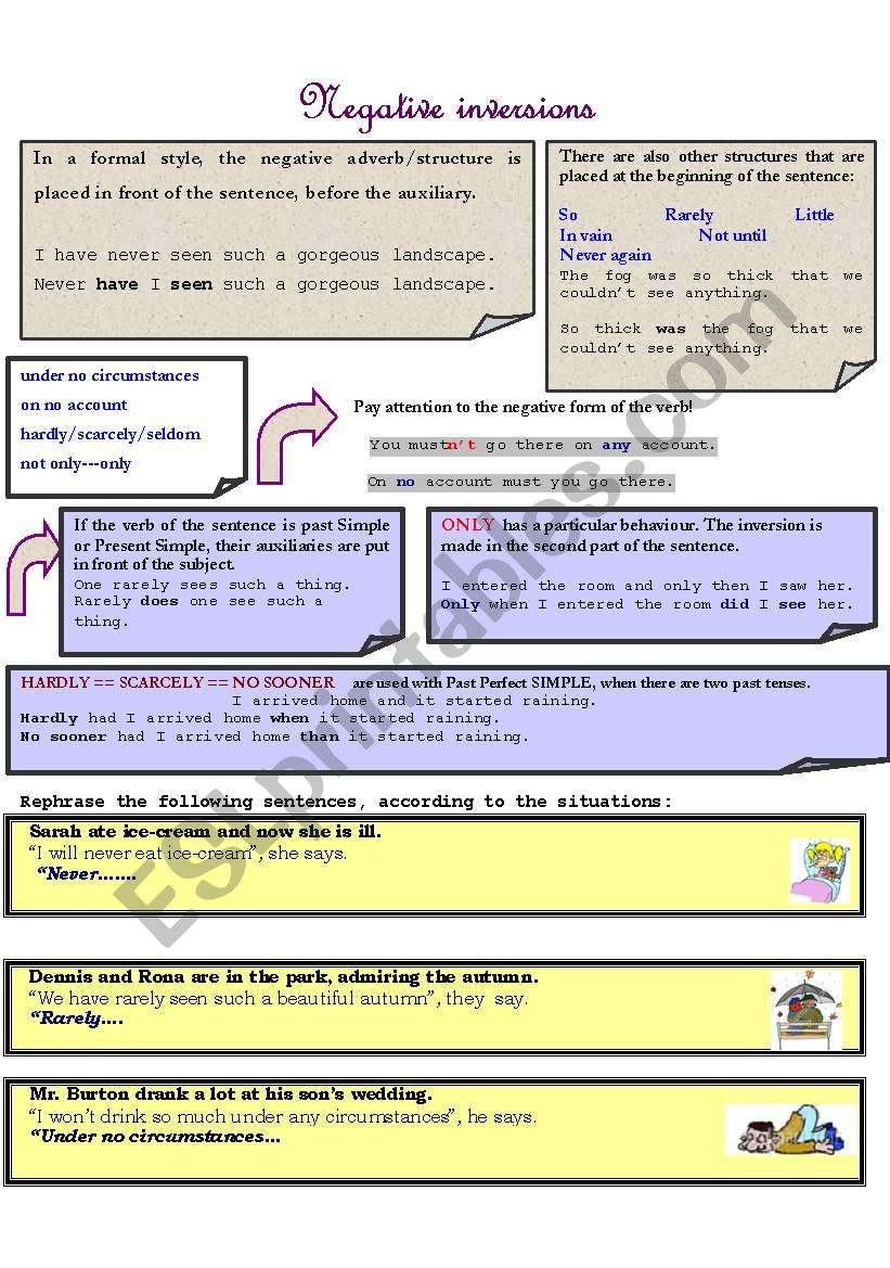 NEGATIVE INVERSION worksheet