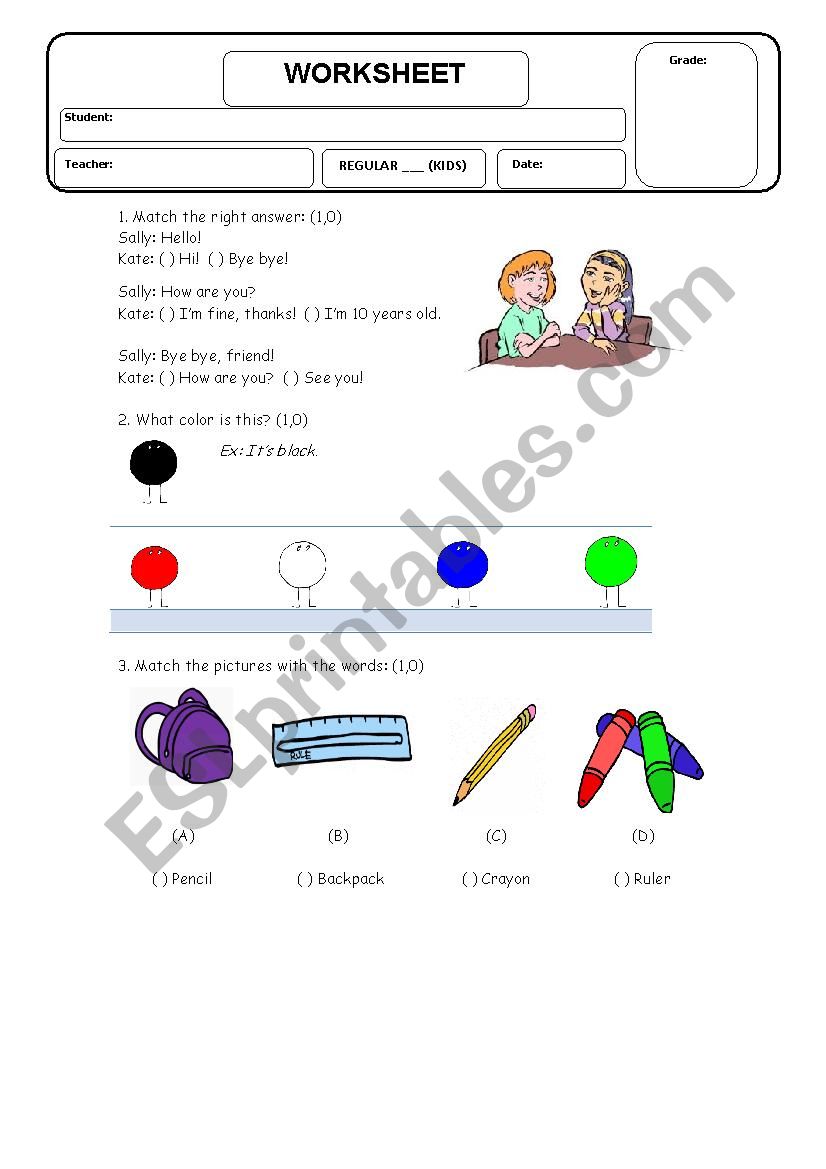 English Test worksheet