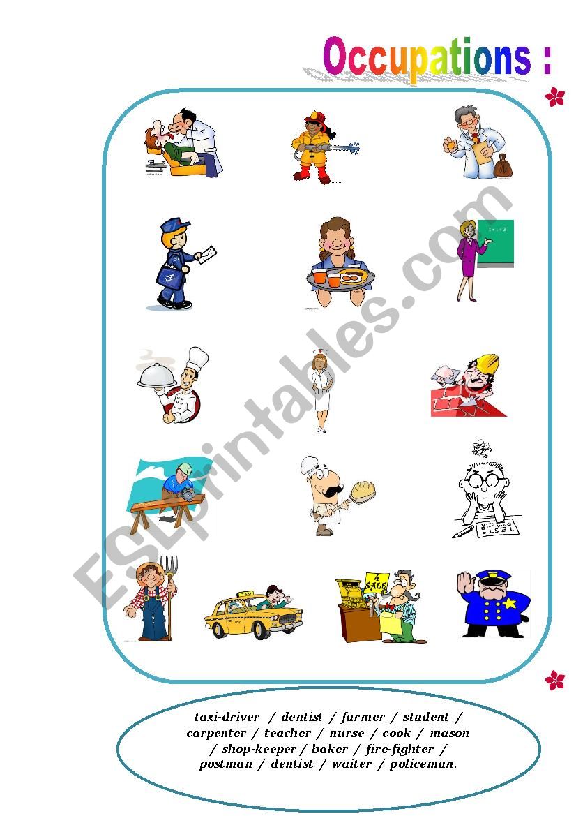 Occupations: worksheet