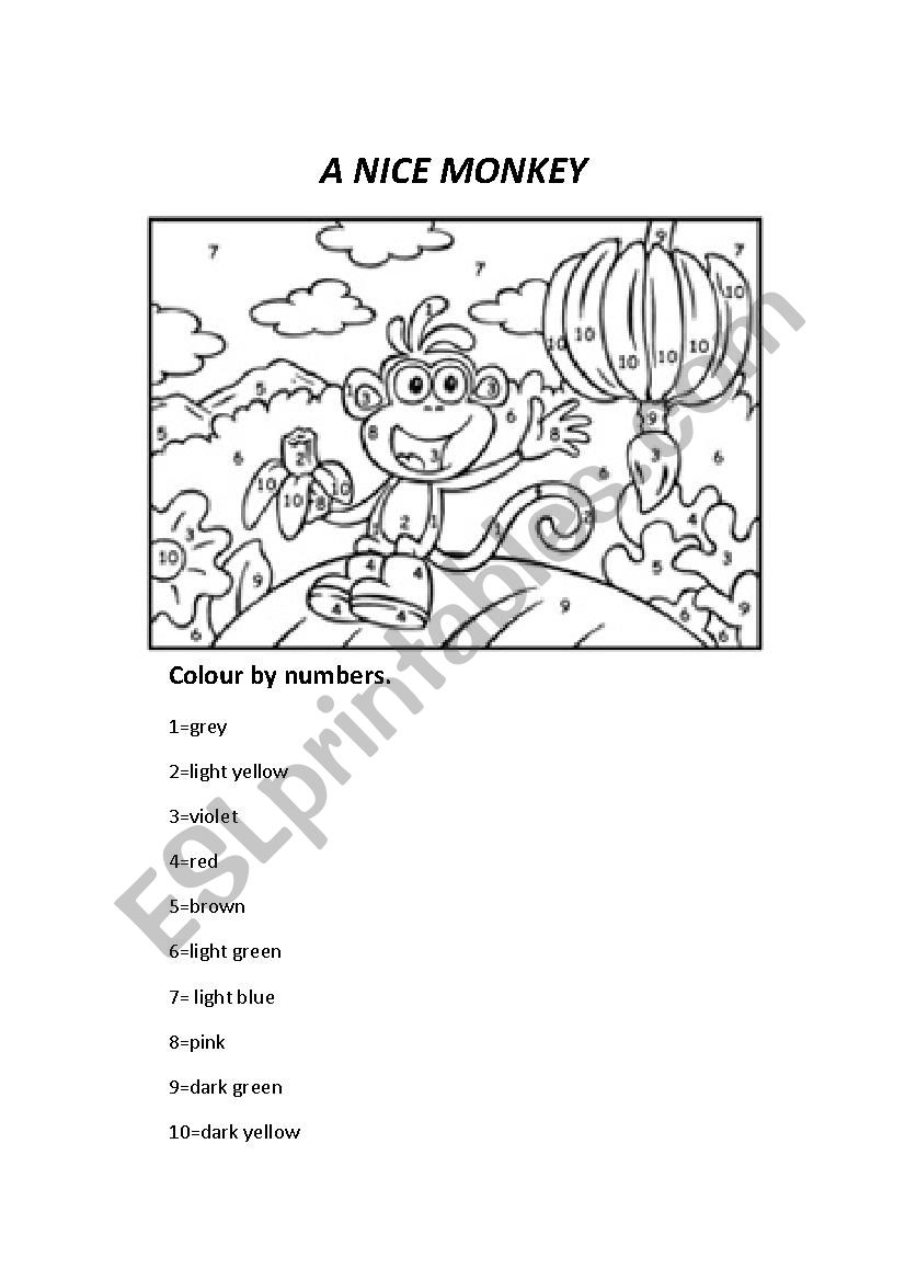 A NICE MONKEY worksheet