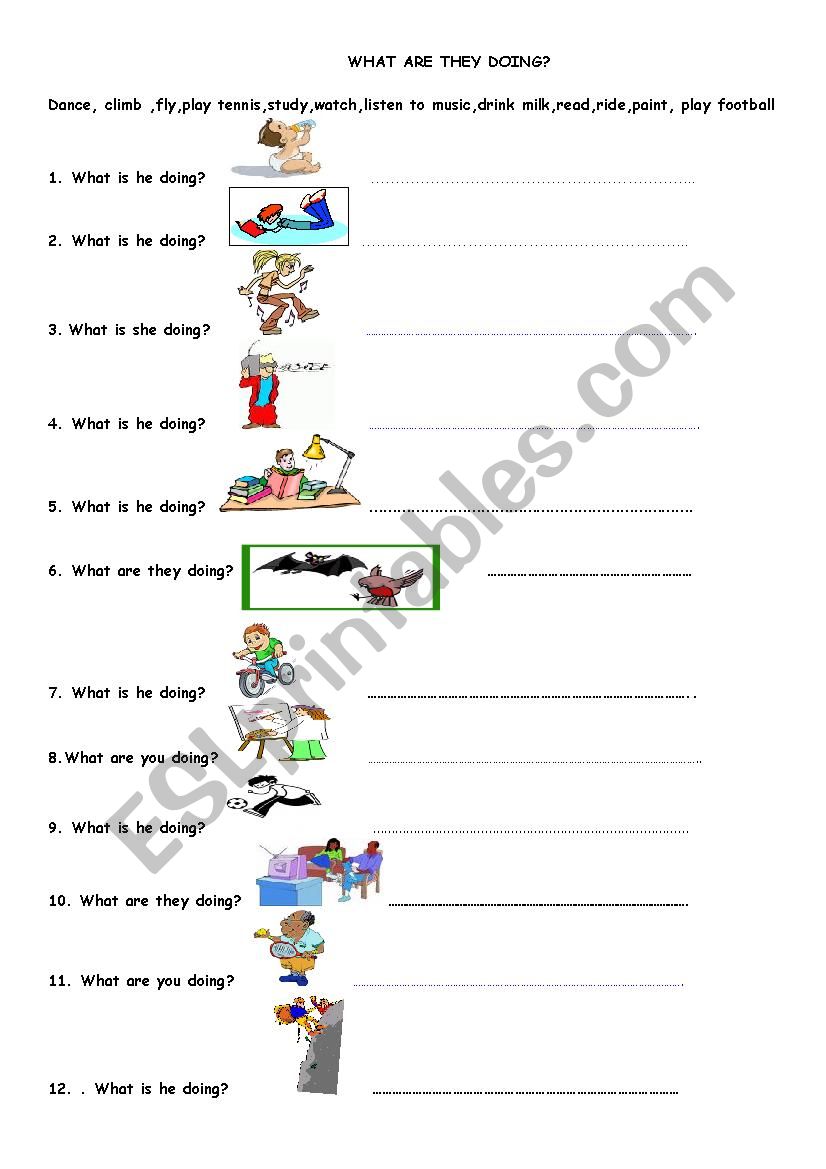 present continuous exercise worksheet