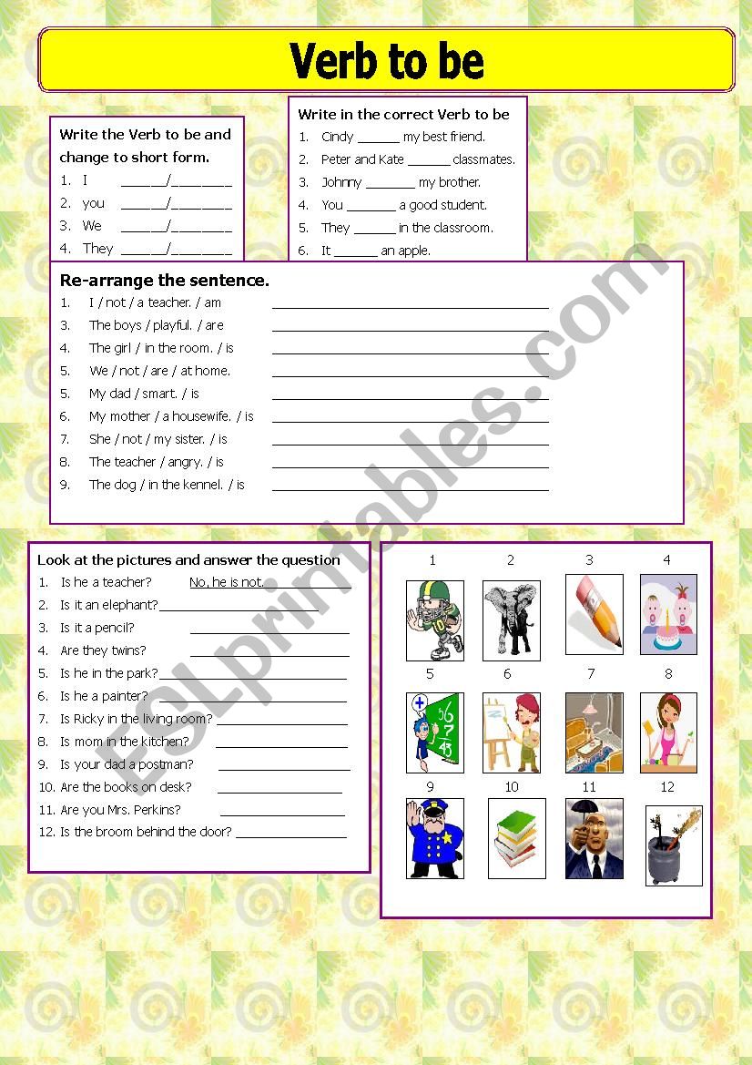 Verb to be worksheet