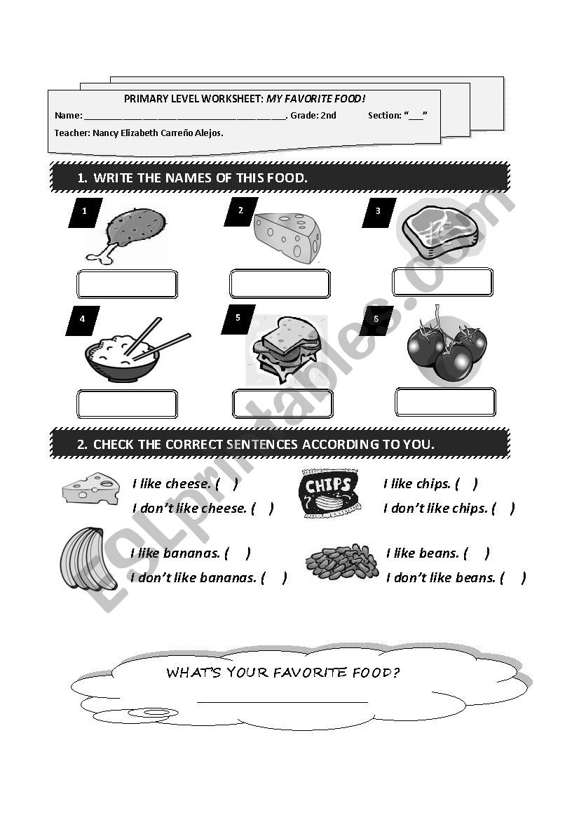 MY FAVOURITE FOOD worksheet