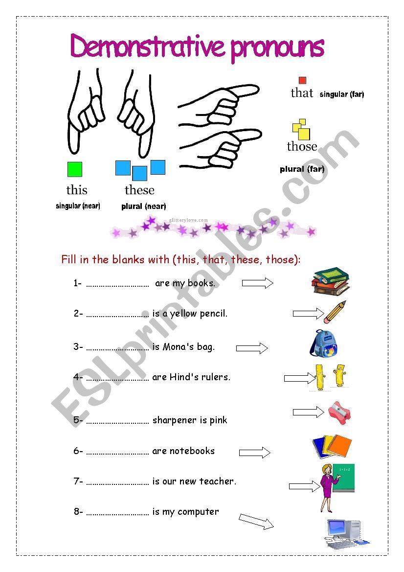 demonstrative pronouns worksheet