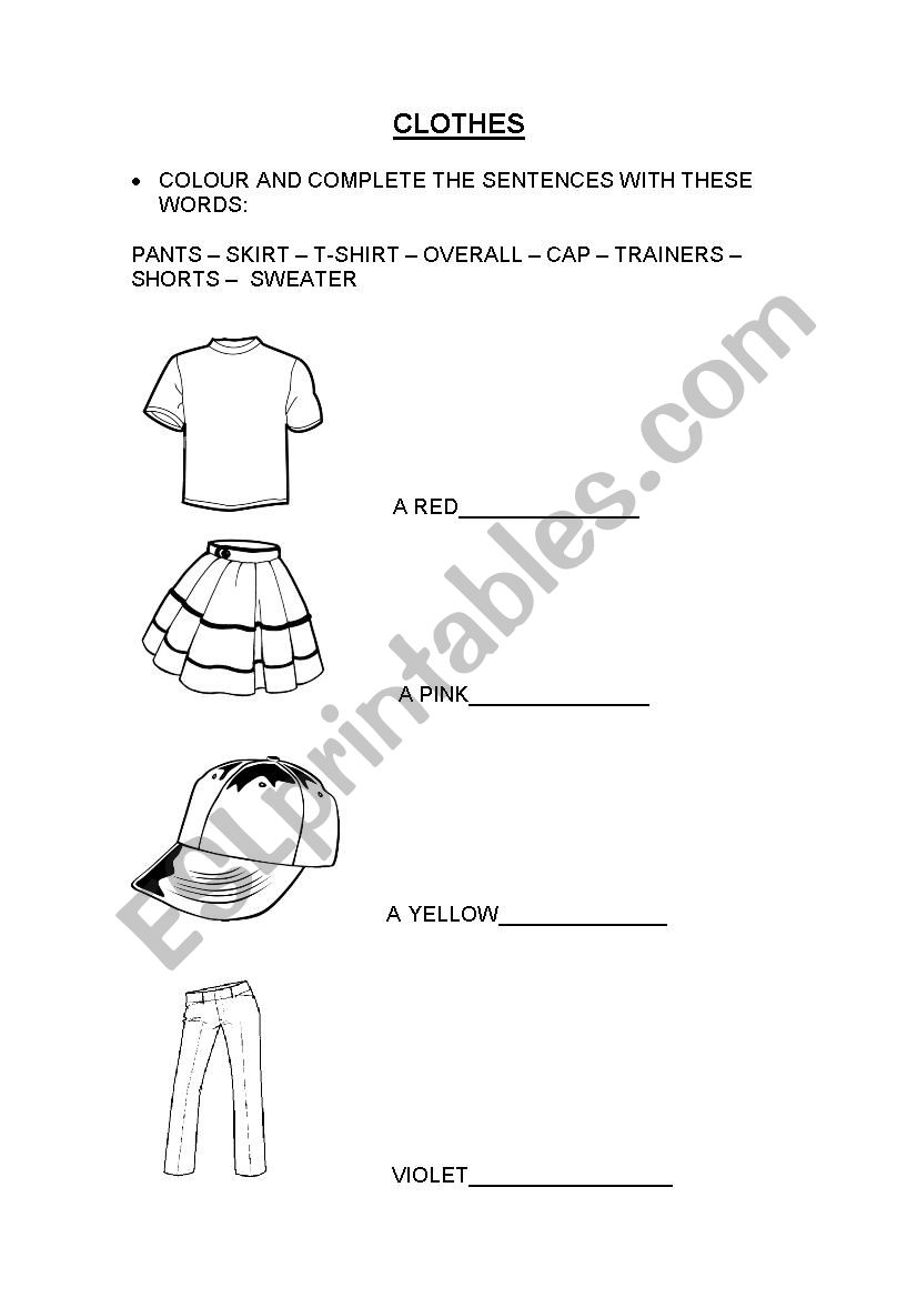 My Clothes worksheet