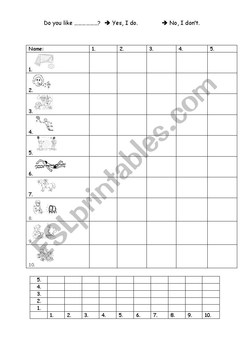 sports survey worksheet