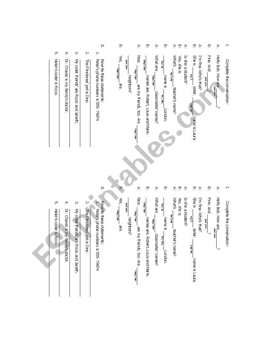 POSSESSIVE ADJECTIVES worksheet