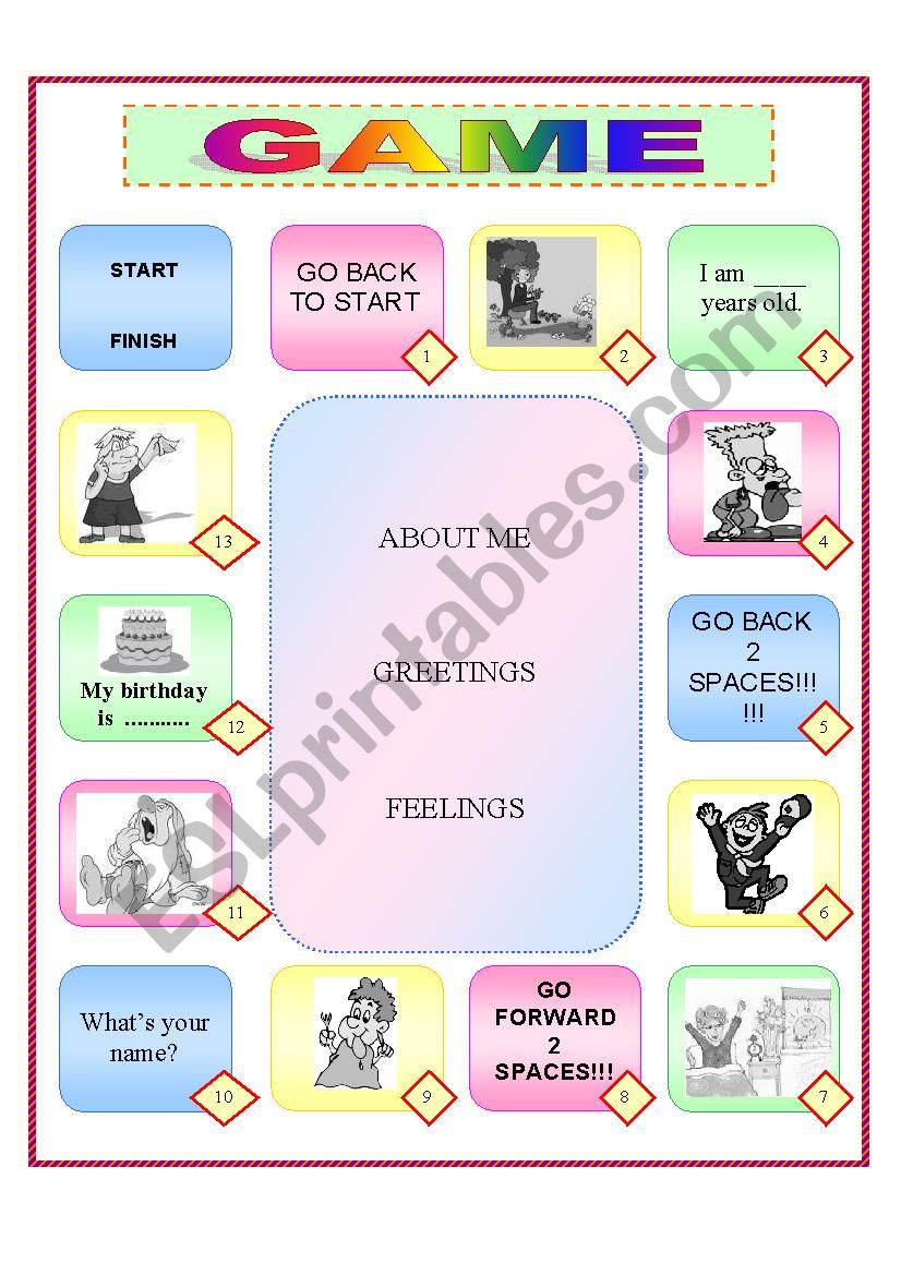 Greetings game worksheet