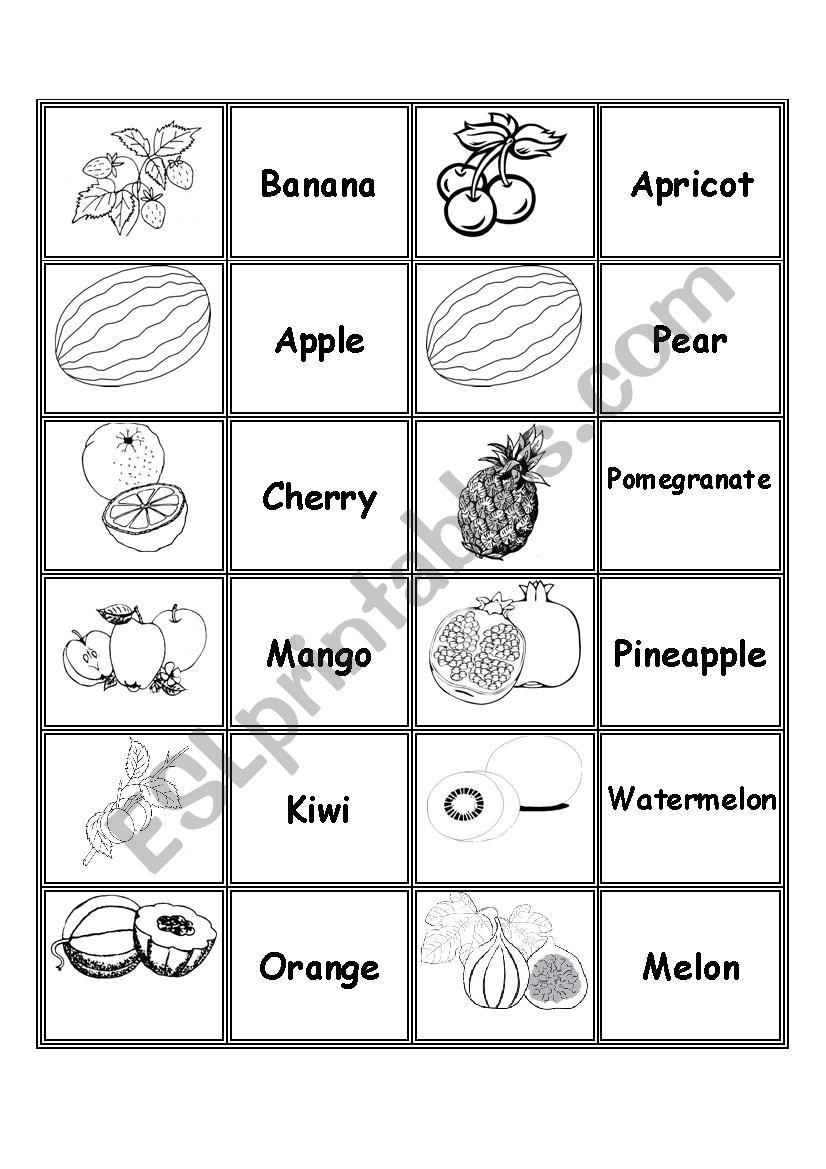 fruits dominos worksheet