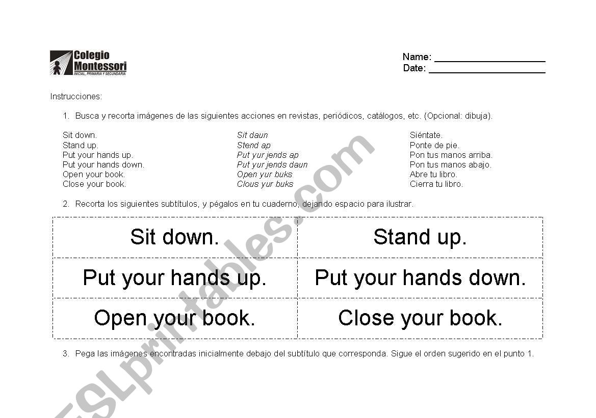 Actions worksheet