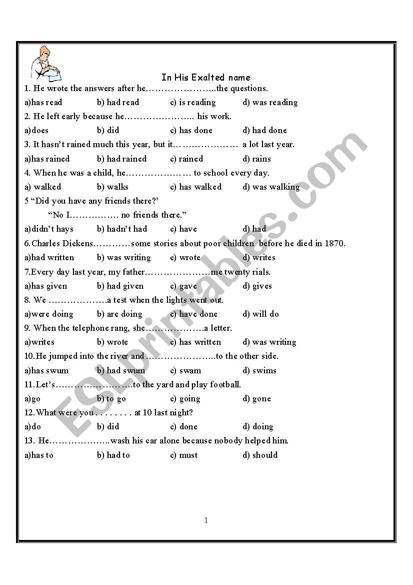 Review Test worksheet