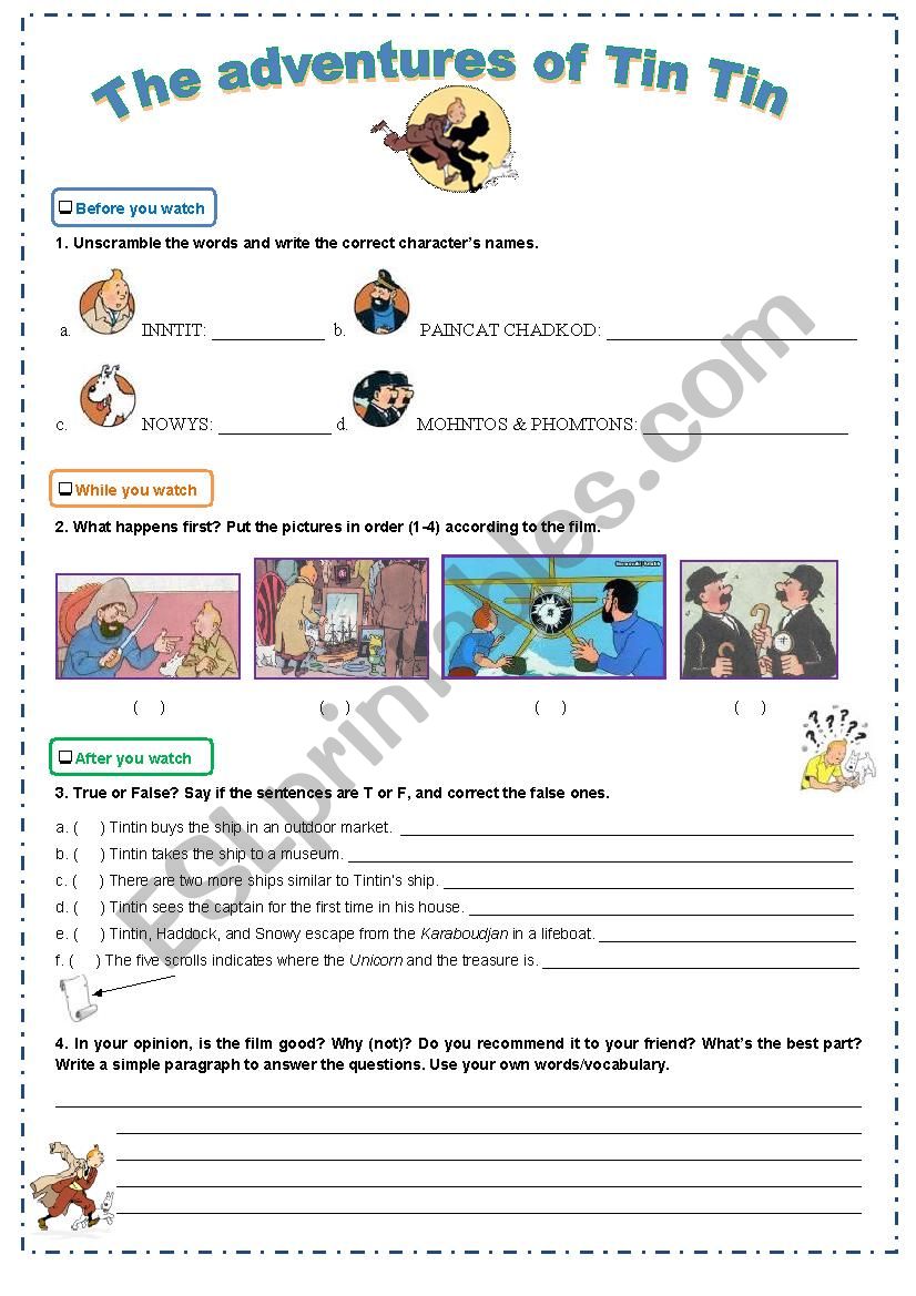 the adventures of tintin - movie activity