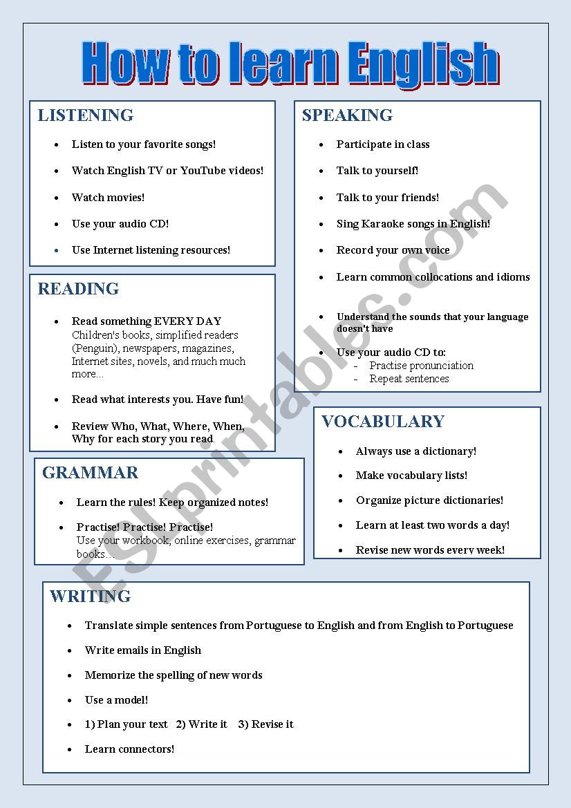 learning tips worksheet