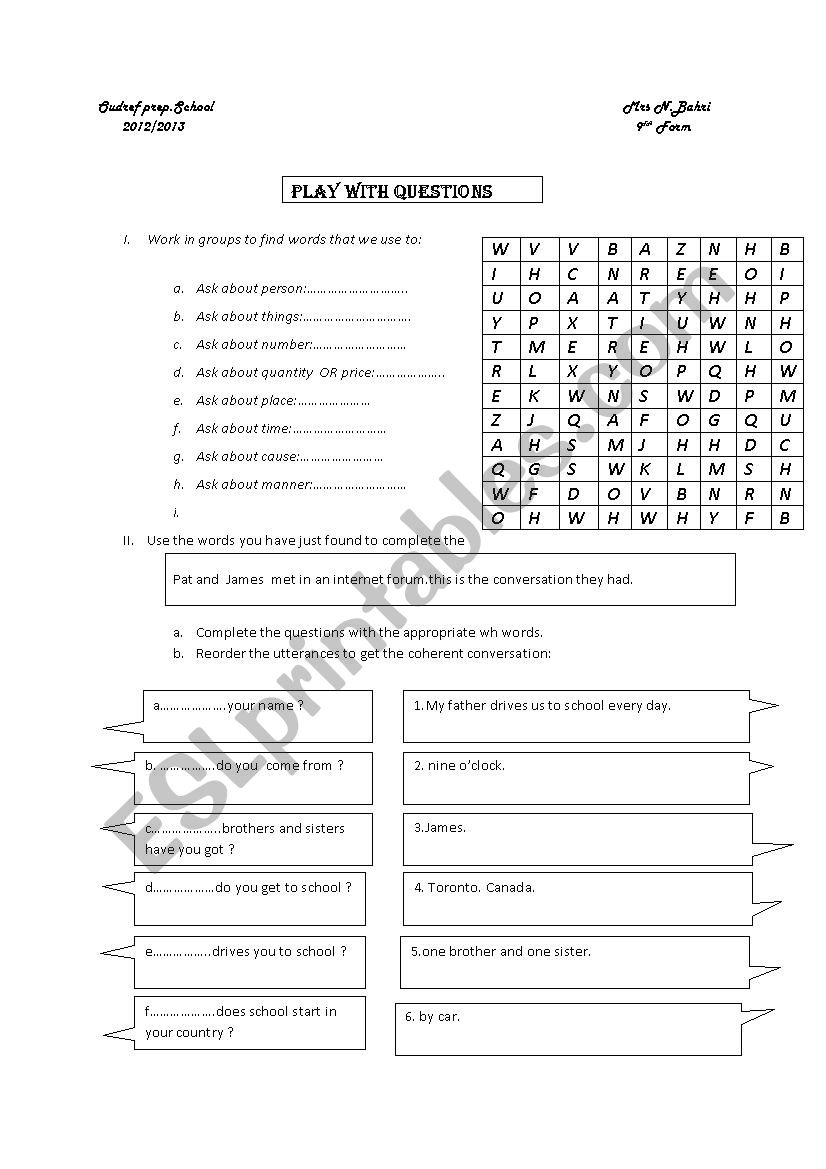 WH QUESTIONS worksheet