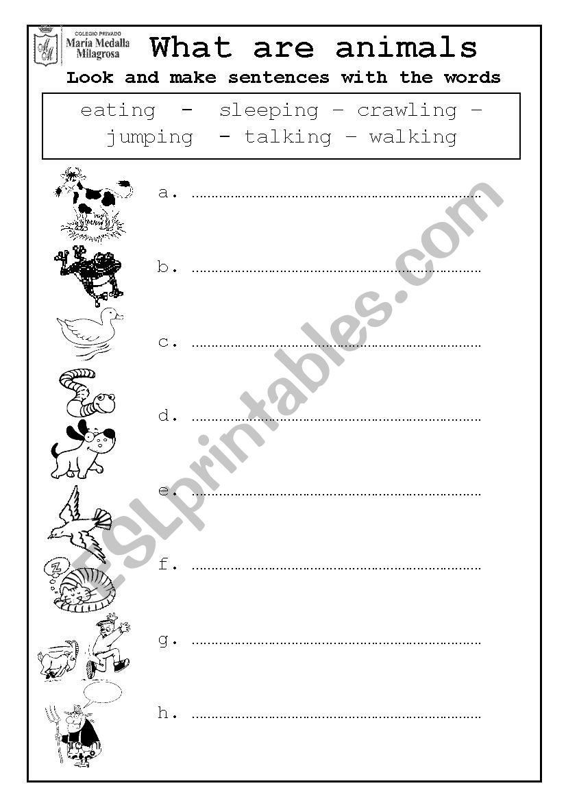 Farm Animals Actions worksheet