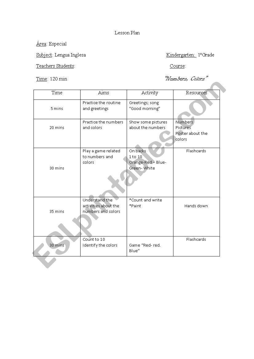 numbers and colors worksheet