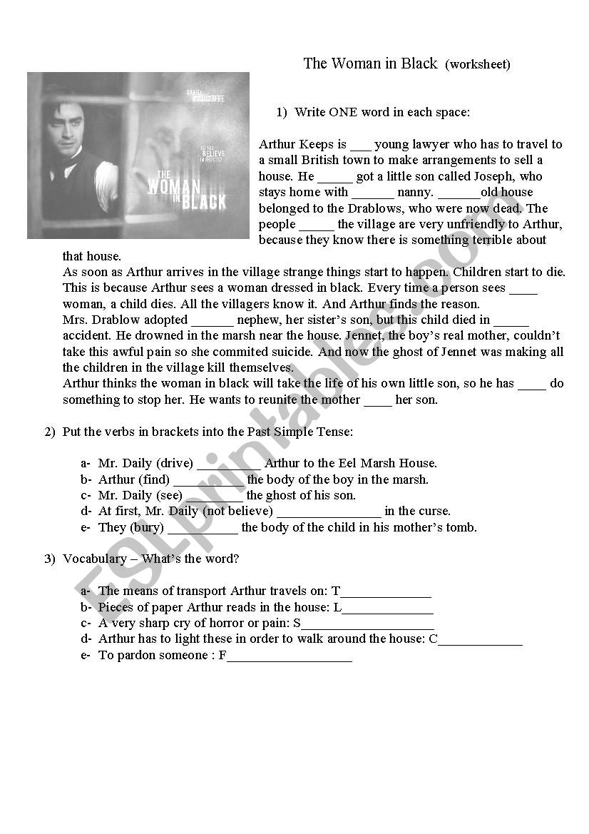 The woman in black worksheet