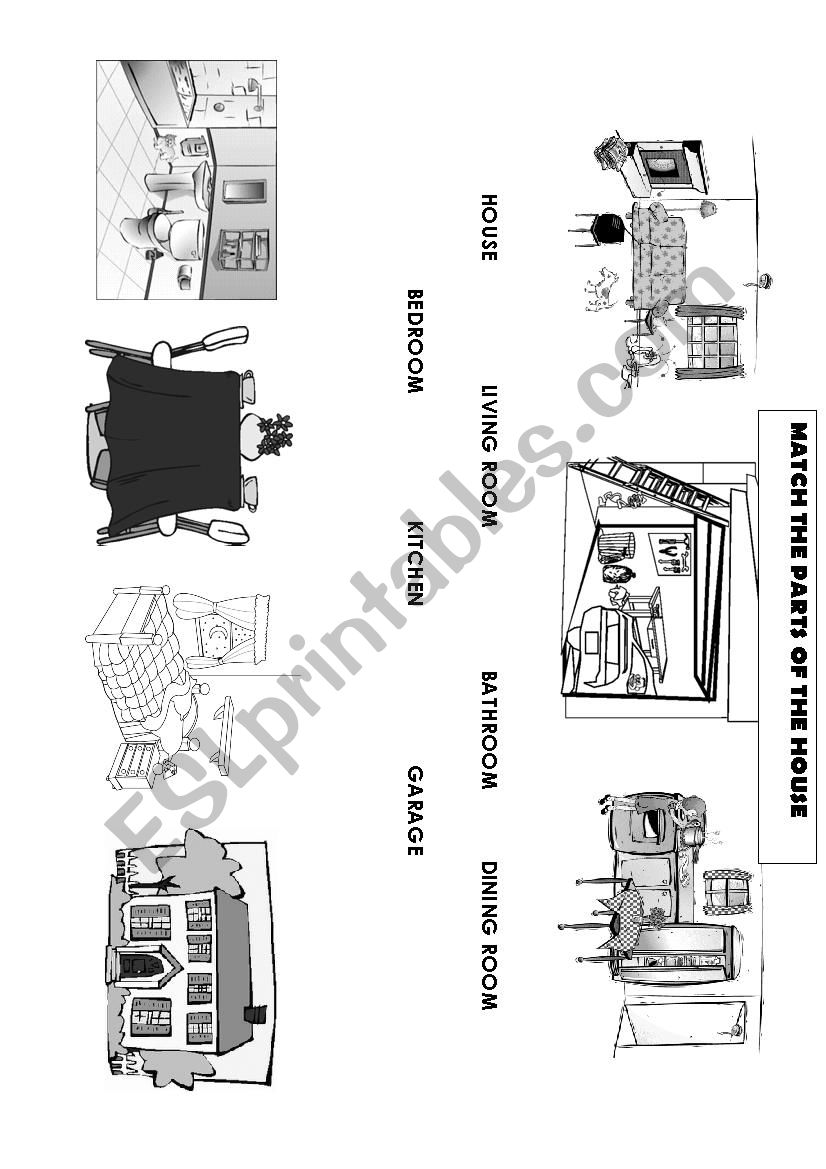 Match the parts of the house worksheet