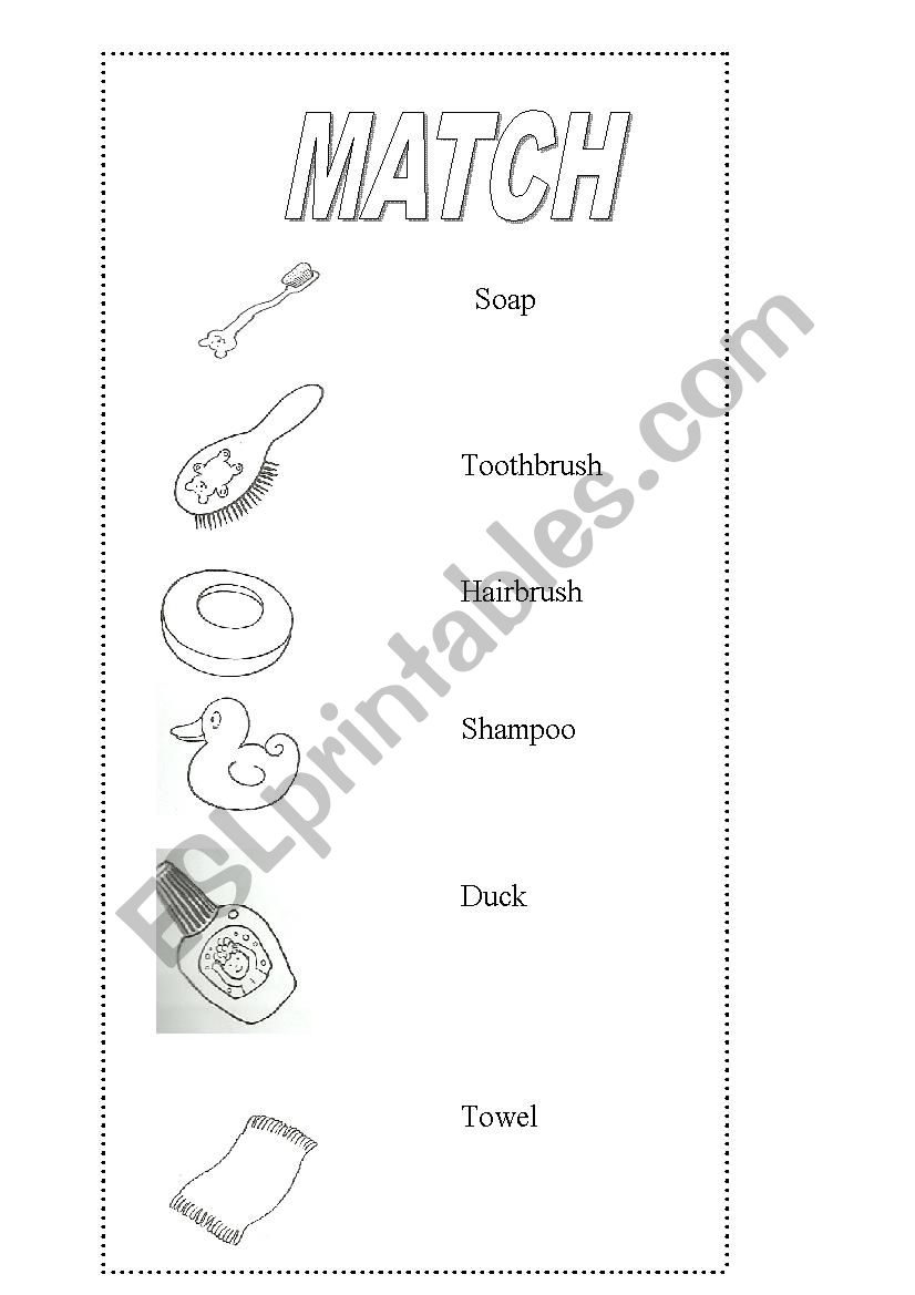 bathtime worksheet