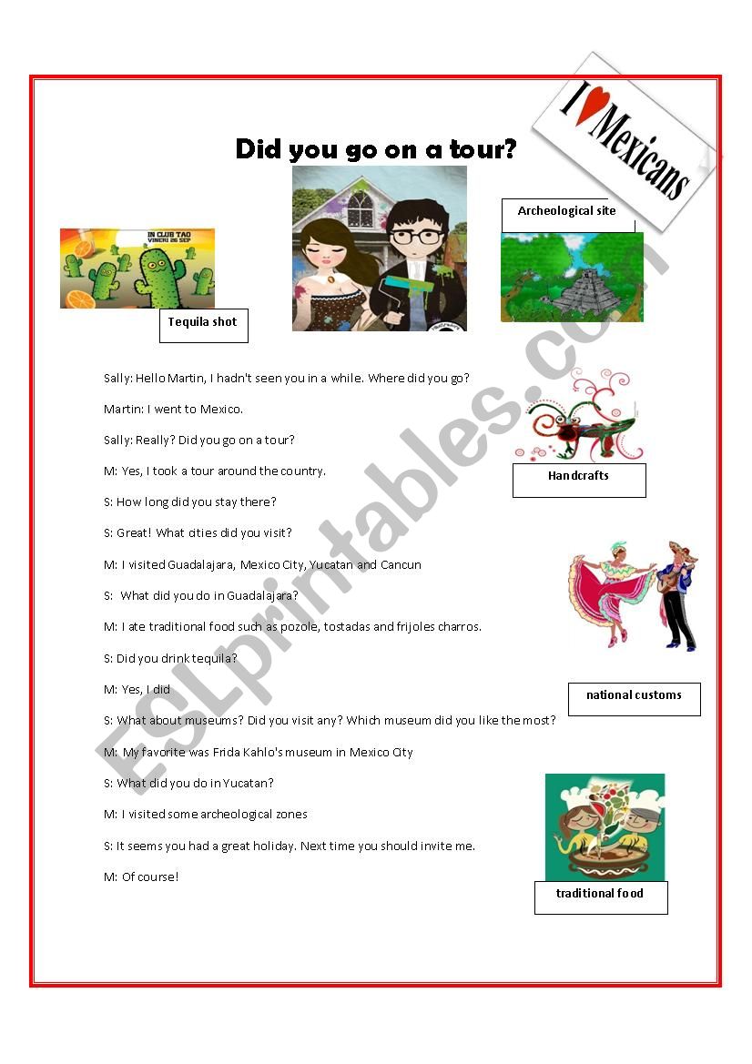 Did you go on a tour? worksheet