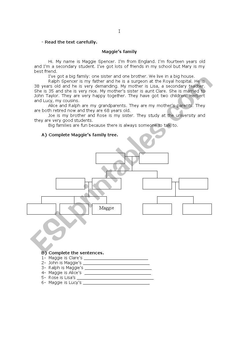 The family worksheet