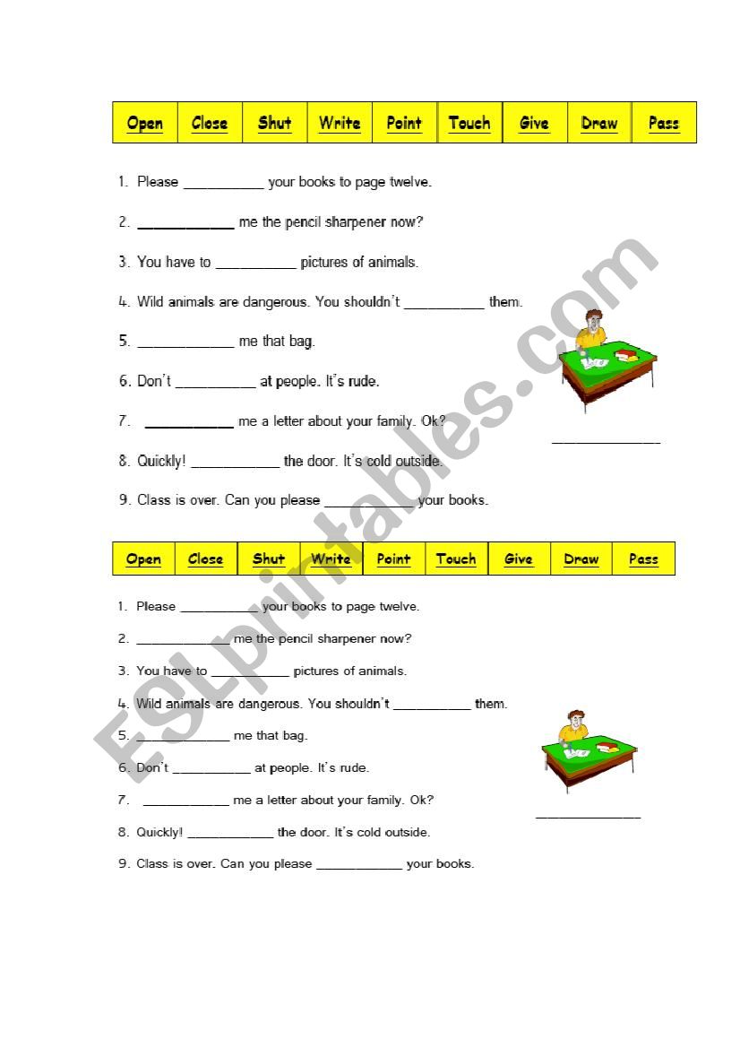 Imperatives Basic Practice Sheet