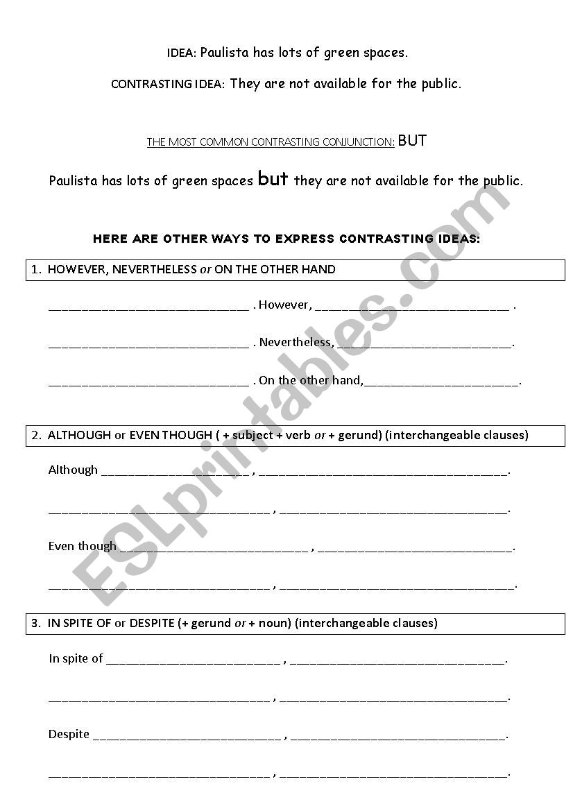 Contrasting Ideas worksheet