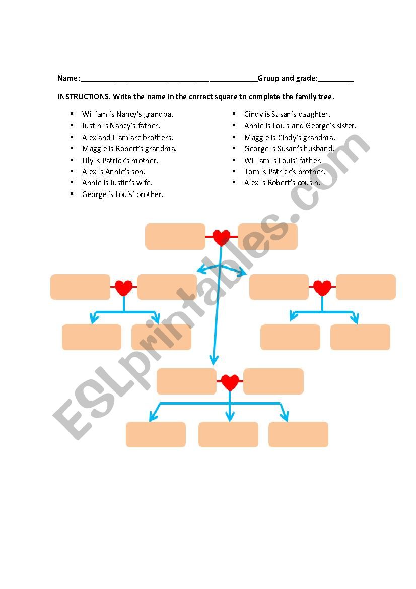 Family tree worksheet