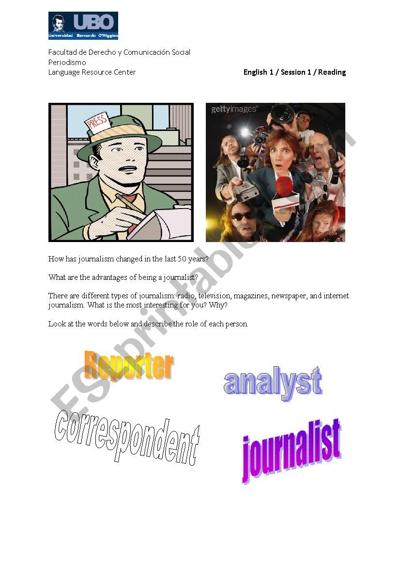 Journalism worksheet