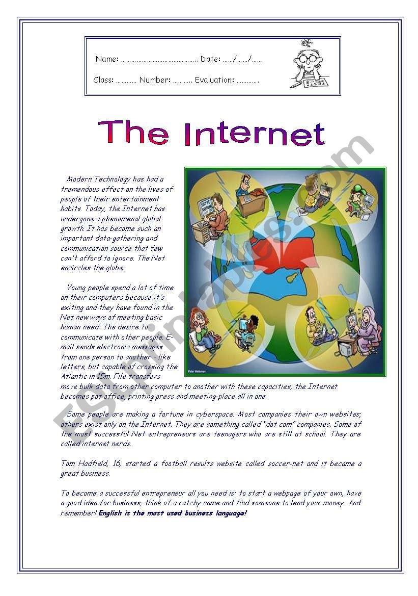 The Internet  worksheet