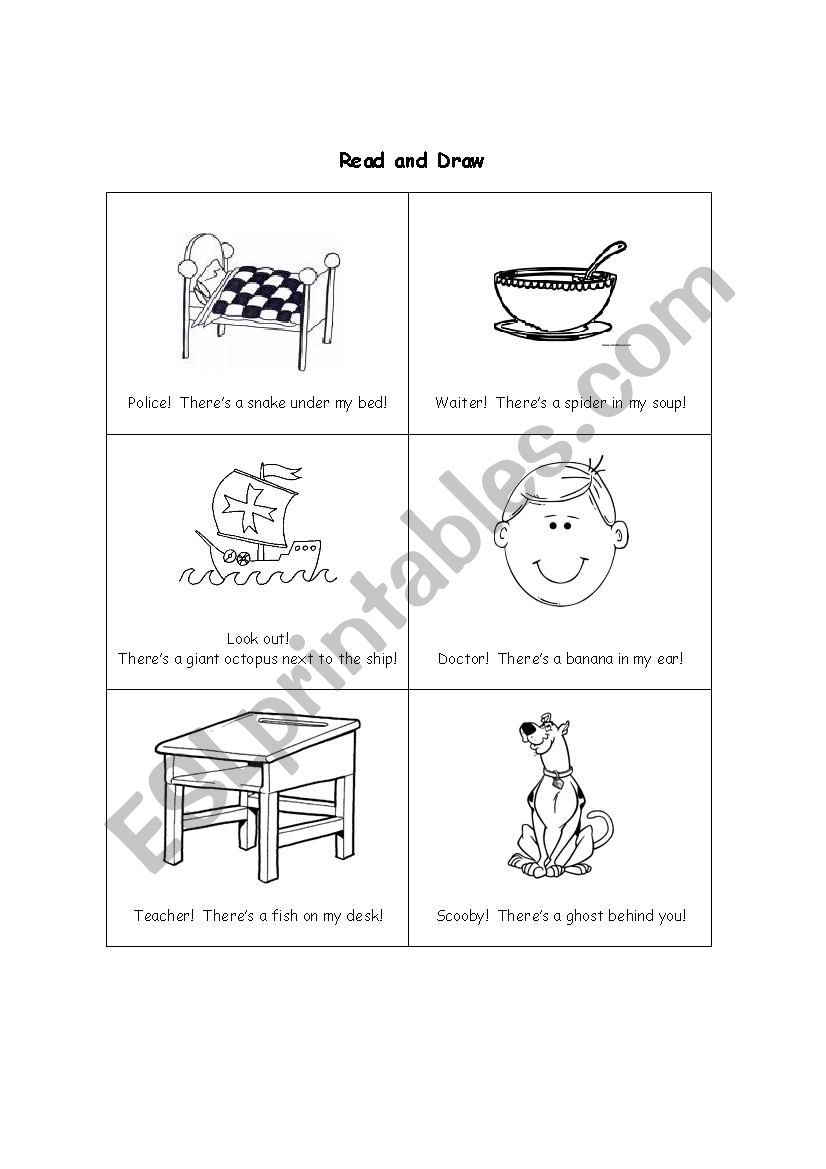 Prepositions of Place Read and Draw